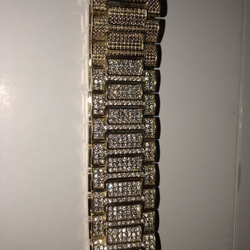 New ICED OUT Micro Pave 14K Gold Mens Bracelet - Picture 4 of 4